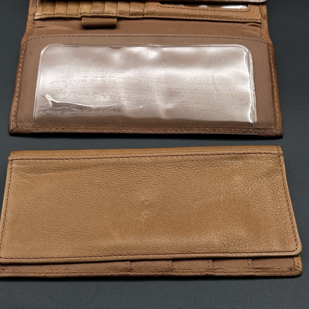 Vintage Fossil Brown Leather Clutch Wallet Checkbook Organizer Snap Closure - Picture 9 of 12